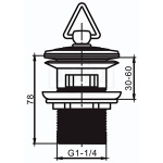 Донный клапан автомат Ø41, 5 мм латунь хром frap f64-2