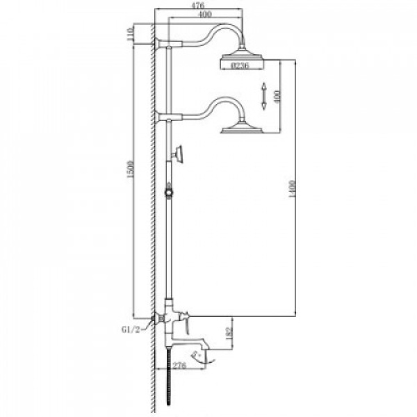 Душевая система с верхним душем смесителем и ручной лейкой хром g2469