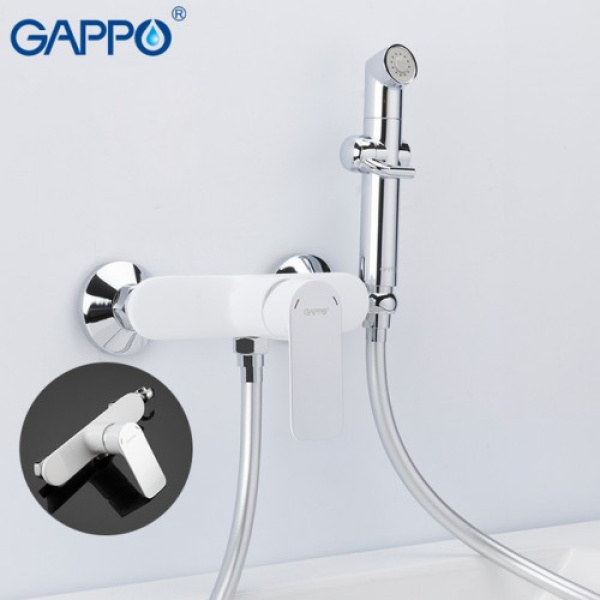 Гигиенический душ со смесителем белый/хром gappo g2048-8