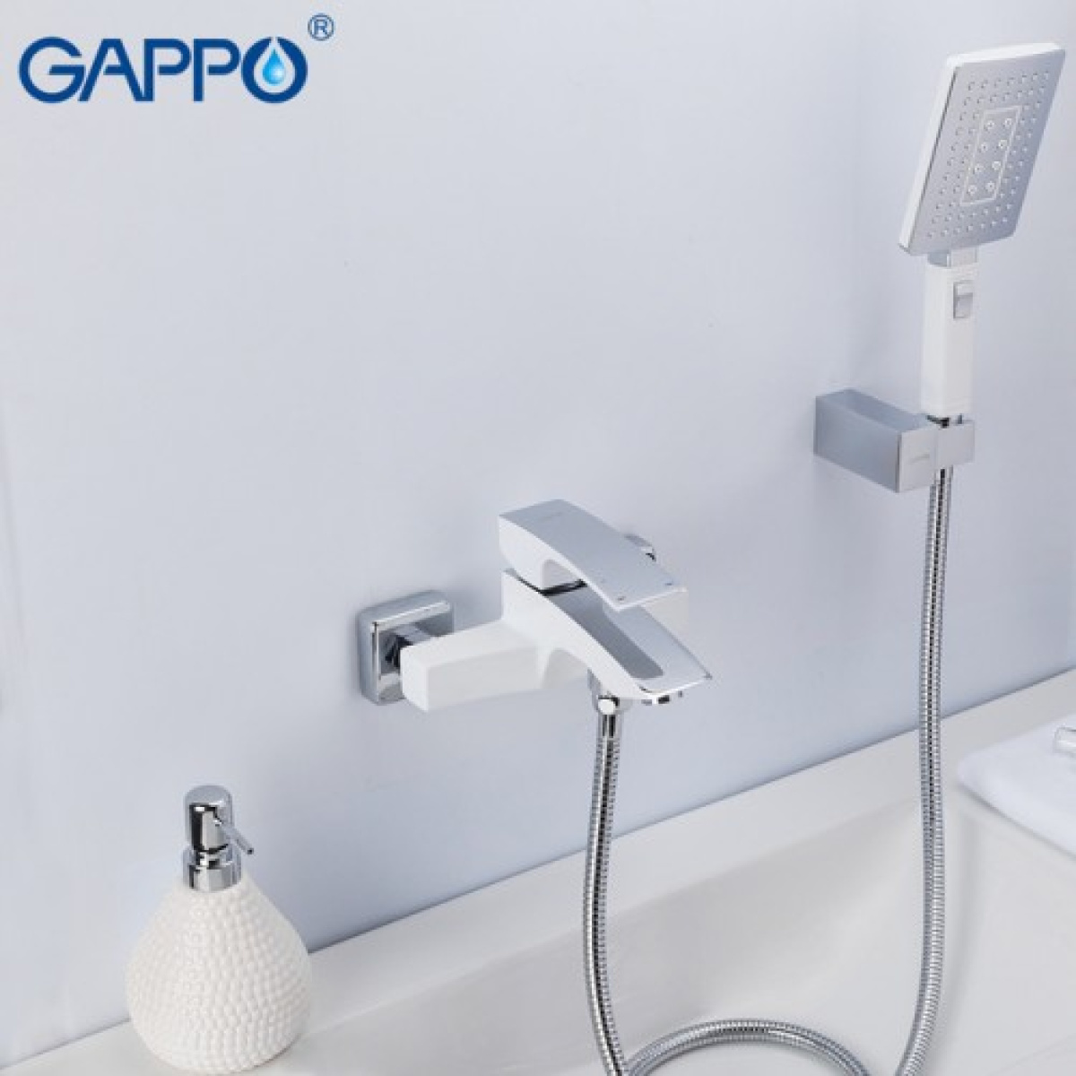 Смеситель для ванны белый/хром gappo g3007-7