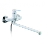 Смеситель для ванны с изливом 35 см и переключателем в корпусе белый/хром frap f2231