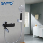 Смеситель для ванны с изливом служит переключателем на лейку черных/хром gappo g3281